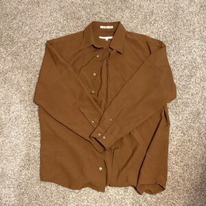 Perry Ellis Men's Chocolate Brown Button Down Shirt